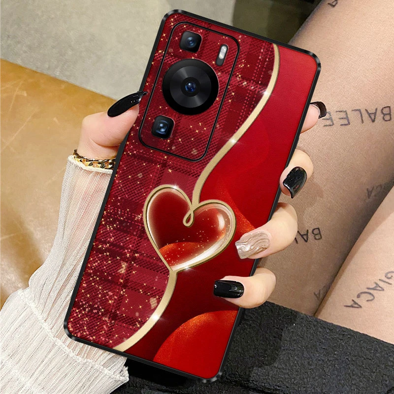 连结爱心华为p60手机壳新款女p50pro简约高级感p40pro+十全包