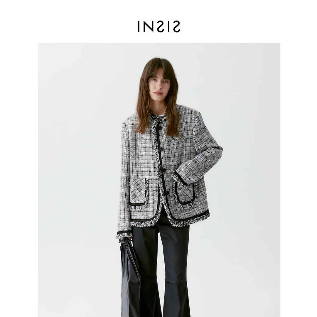 INSIS FEMME压织带流苏装饰小香风外套