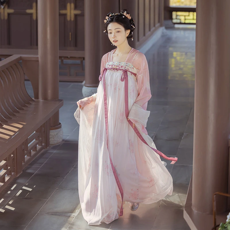 重回汉唐 花未眠 原创汉服春夏款齐胸套装唐制中国风日常仙气