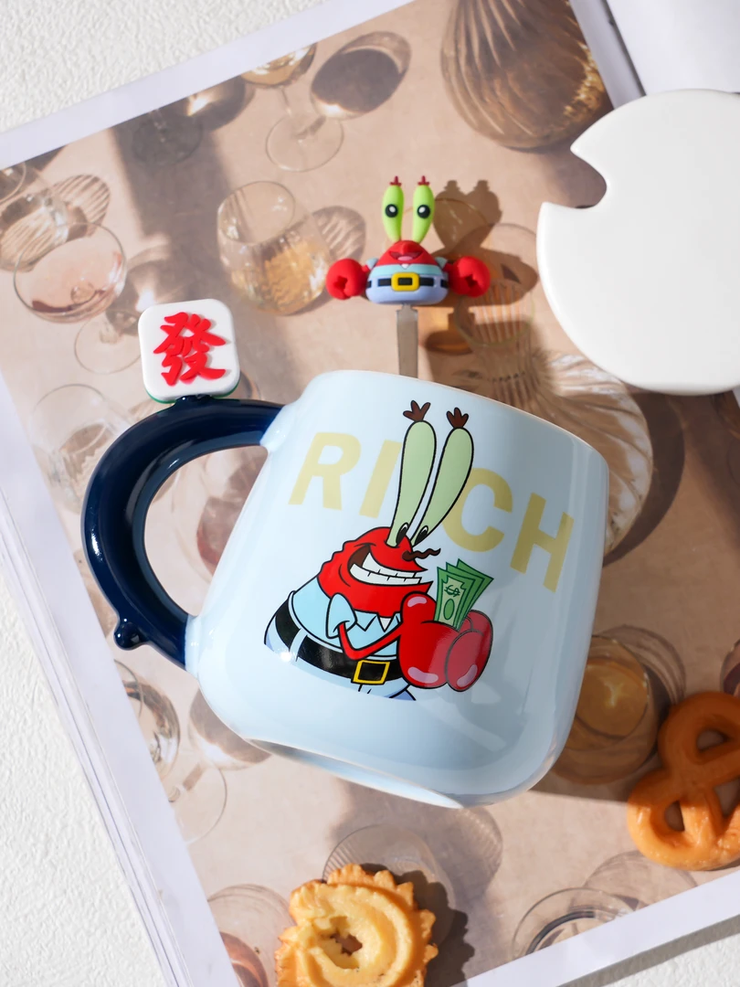 oball【正版授权】蟹老板个性网红可爱创意大容量带盖發發杯喝水杯