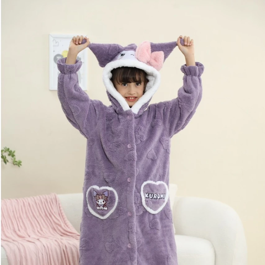 【库洛米】亲子睡衣儿童冬季偏薄女大童家居服浴袍6631单袍