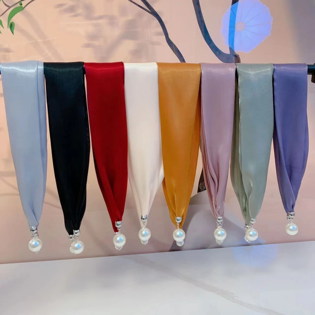 新款百搭纯色百搭磁吸扣项链丝巾夏季