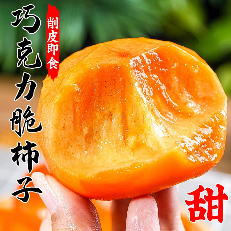 现摘陕西巧克力脆柿子新鲜脆甜水果当季脆皮甜硬柿子整箱包邮