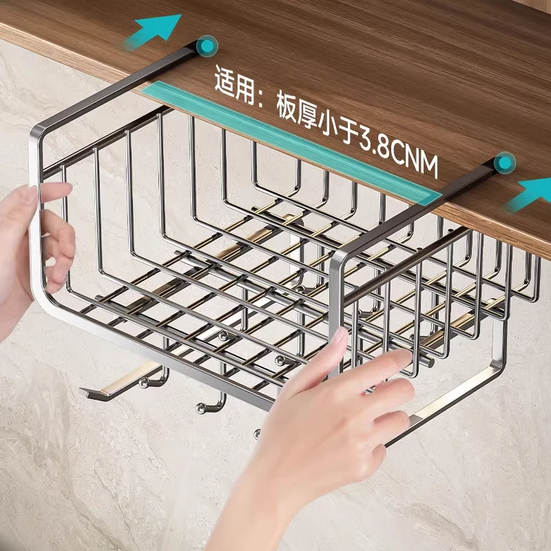 厨房用纸挂架挂杆悬挂置物橱柜纸巾挂架保鲜膜各种收纳神器卷纸架