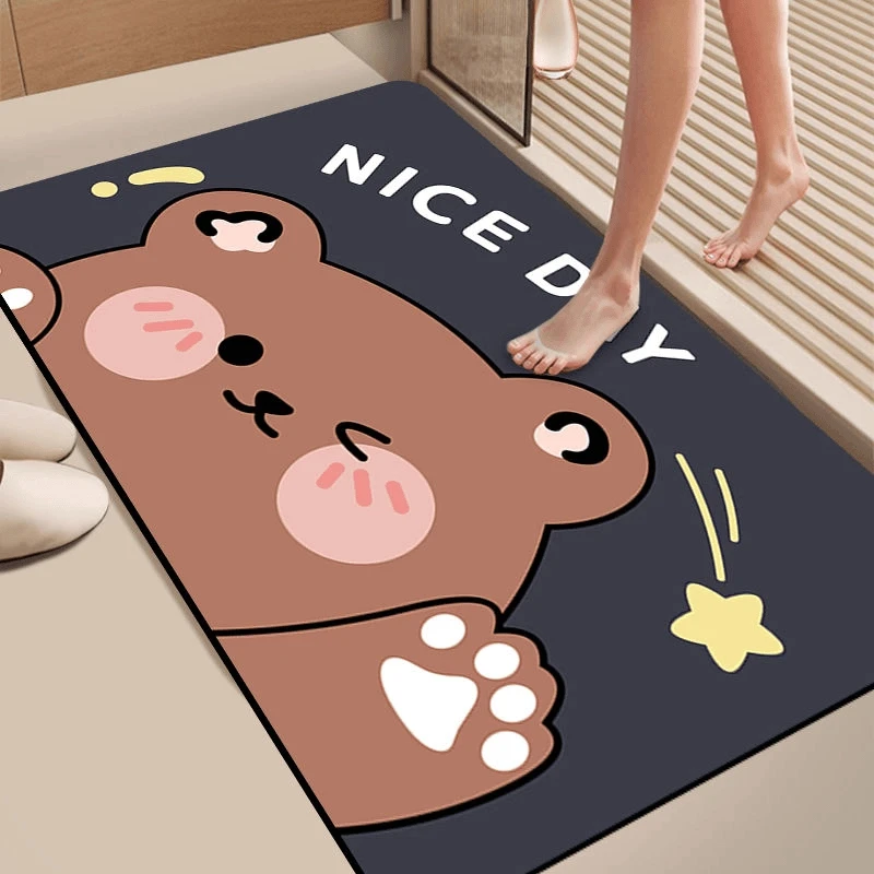 硅藻泥地垫浴室卫生间门口吸水地垫防滑速干家用门口脚垫卡通地毯
