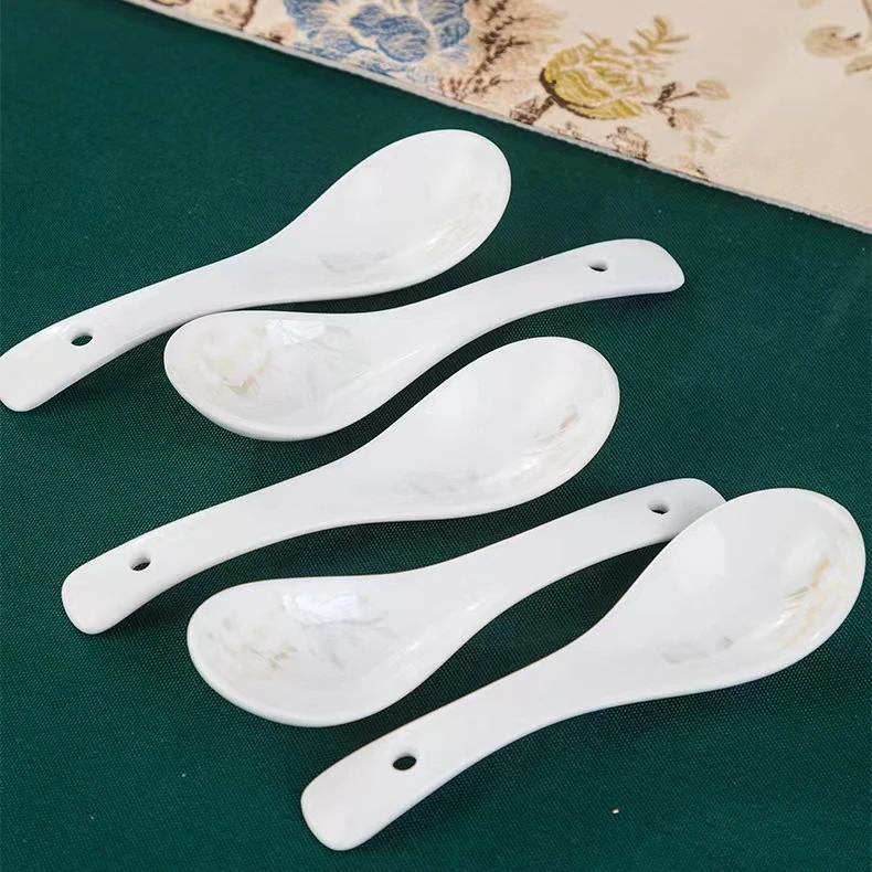 风华似玉小汤勺10个装家用简约长柄瓷勺