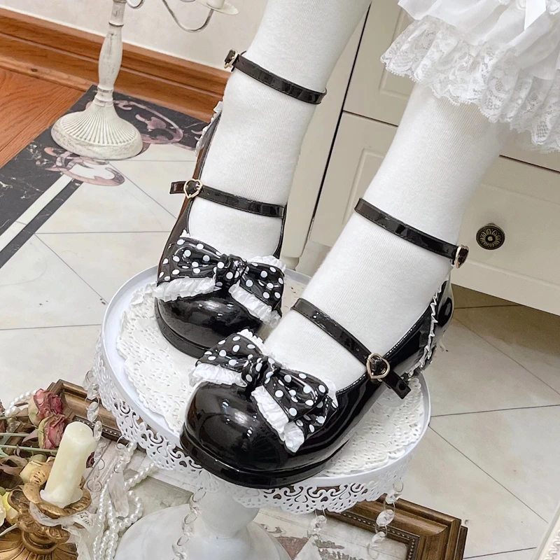 79元！绝版默认有瑕疵久久Lolita原创草莓啵啵蝴蝶结中跟女单鞋