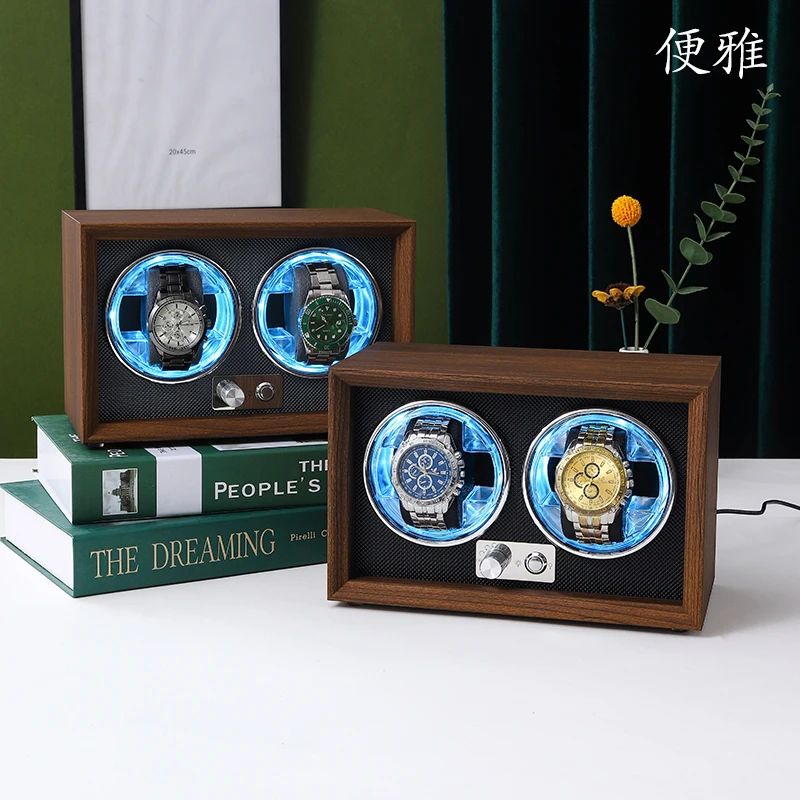 首饰盒/箱 便雅黑胡桃木纹防磁自动摇表器机械表上链手表收纳盒