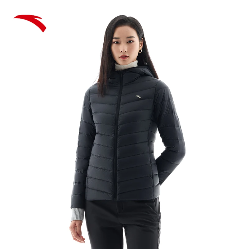 安踏轻薄运动羽绒服女冬季新款连帽防泼水保暖修身外套162447902