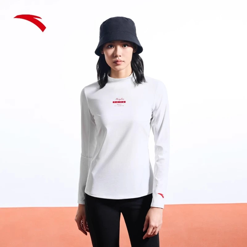 安踏T恤长袖女圆领透气秋季新款训练跑步半高领运动上衣162437403