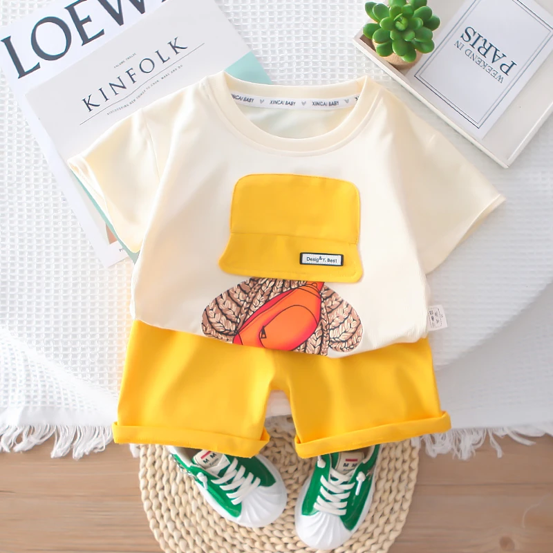儿童装夏季套装短袖卡通薄款透气两件套可爱短裤宽松