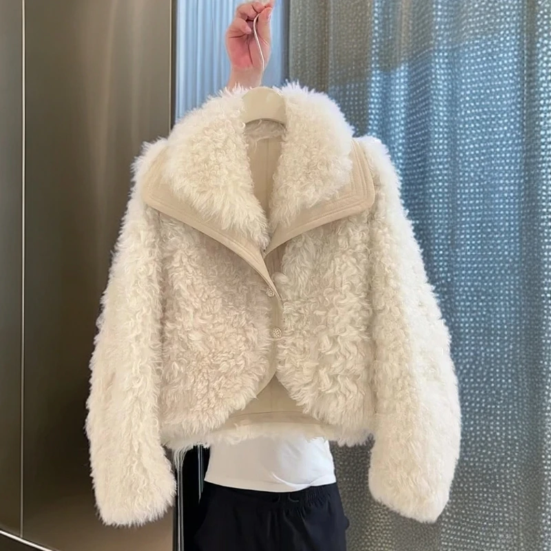 宽松慵懒风气质高级感超好看外套休闲上衣女2024冬新款皮毛一体潮