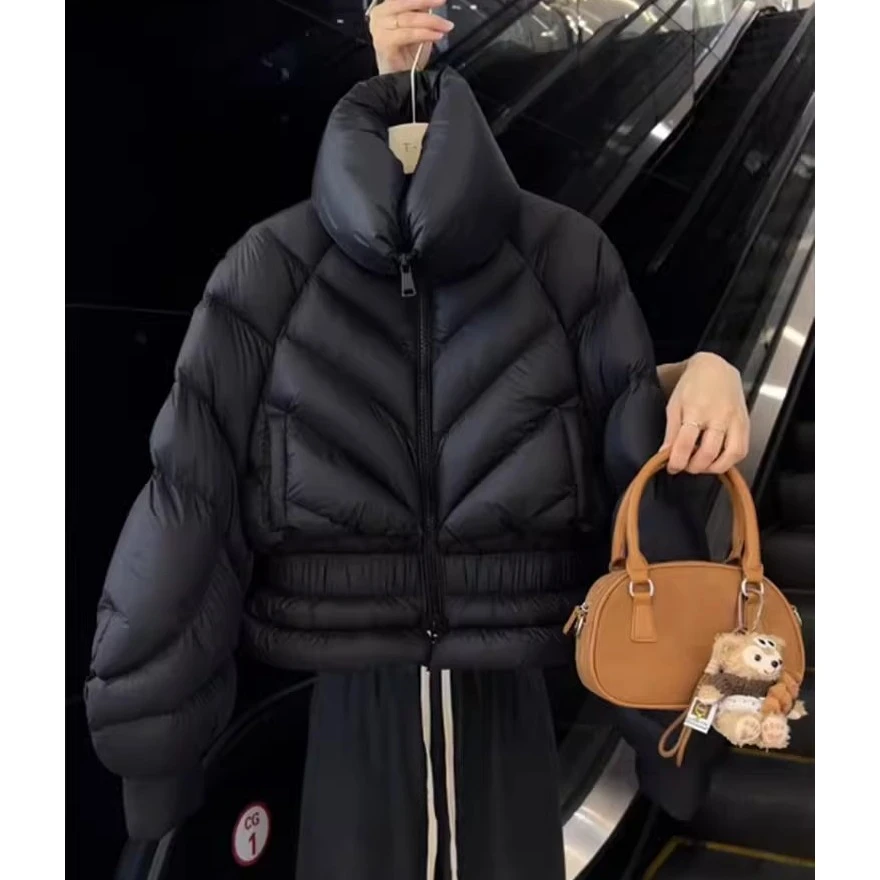 独特超好看气质立领黑色短款棉服女冬季2024新款小个子收腰外套潮