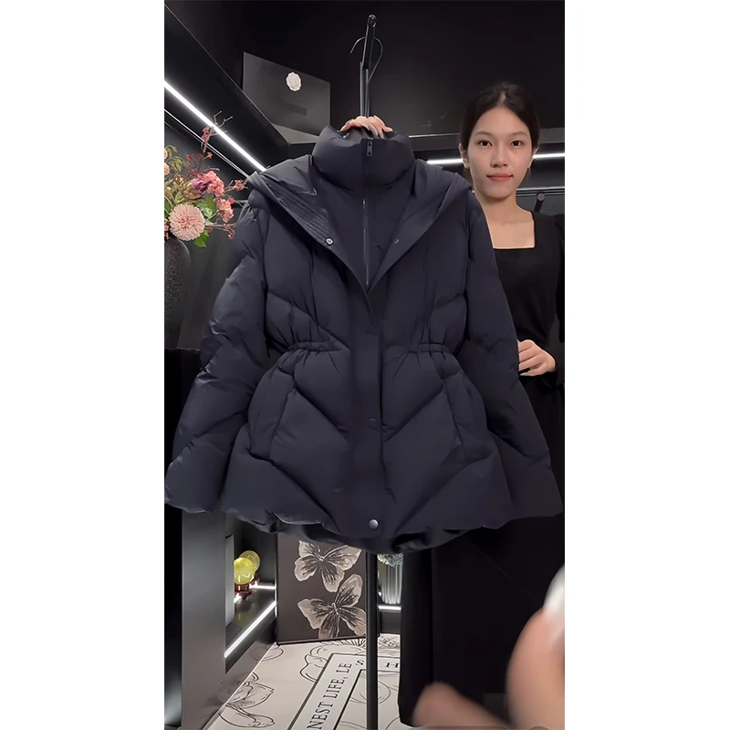 黑色连帽气质棉服短款外套2024年秋冬新款冬季棉衣棉袄面包服女装