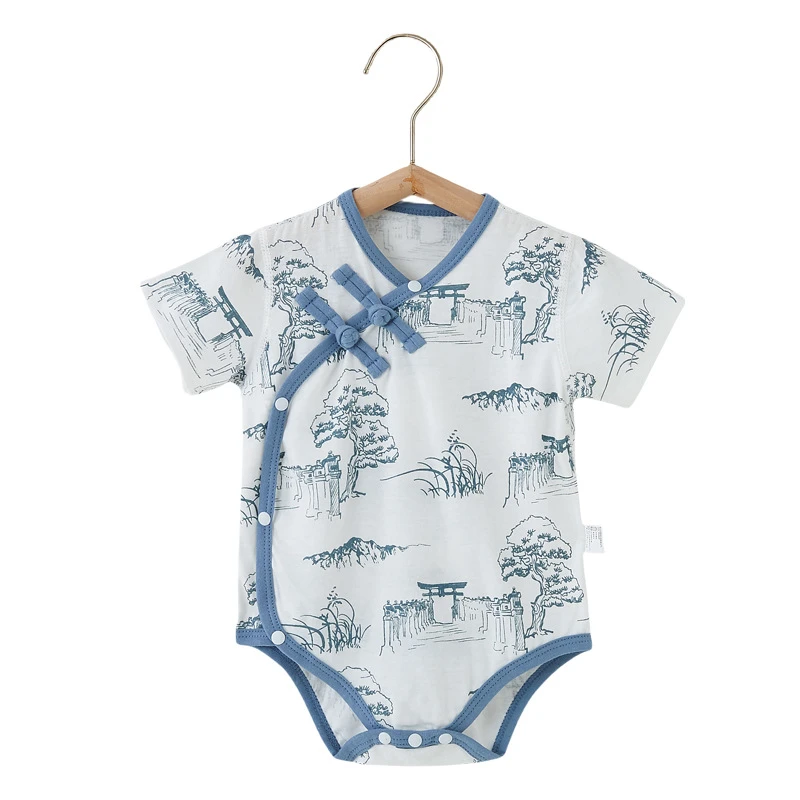 婴儿衣服夏天汉服连体衣纯棉中国风男女宝宝短袖哈衣夏季薄款爬服