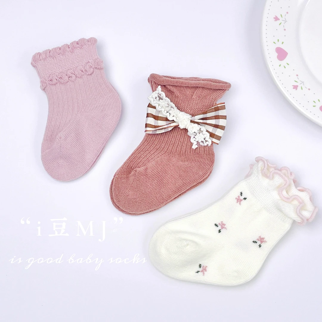 9637婴儿袜子春秋薄款公主风无骨不勒腿0-3月幼儿胎袜卡通可爱袜