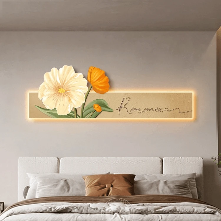 奶油风卧室装饰画客厅背景墙床头简约现代主卧床头轻奢花卉挂画