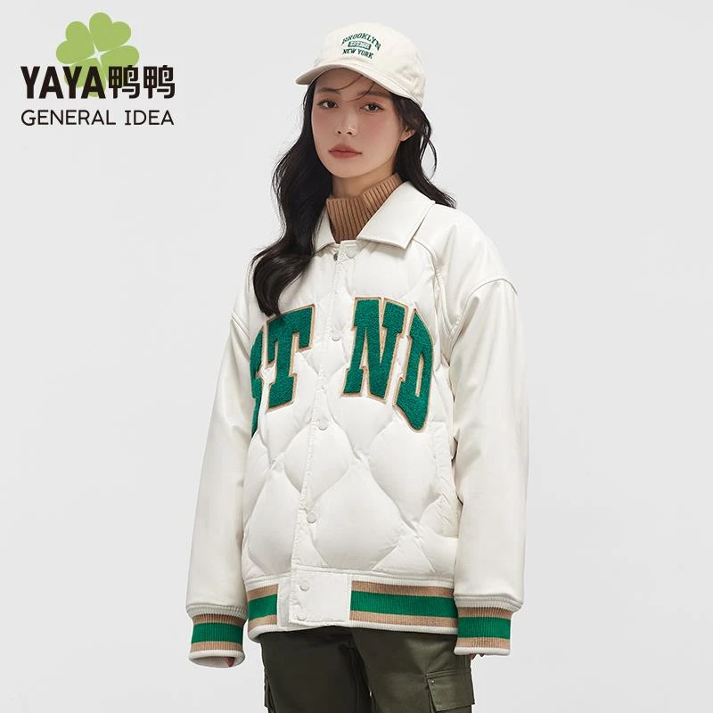 YAYA/鸭鸭羽绒服【设计师联名系列】情侣款棒球服设计感时尚外套