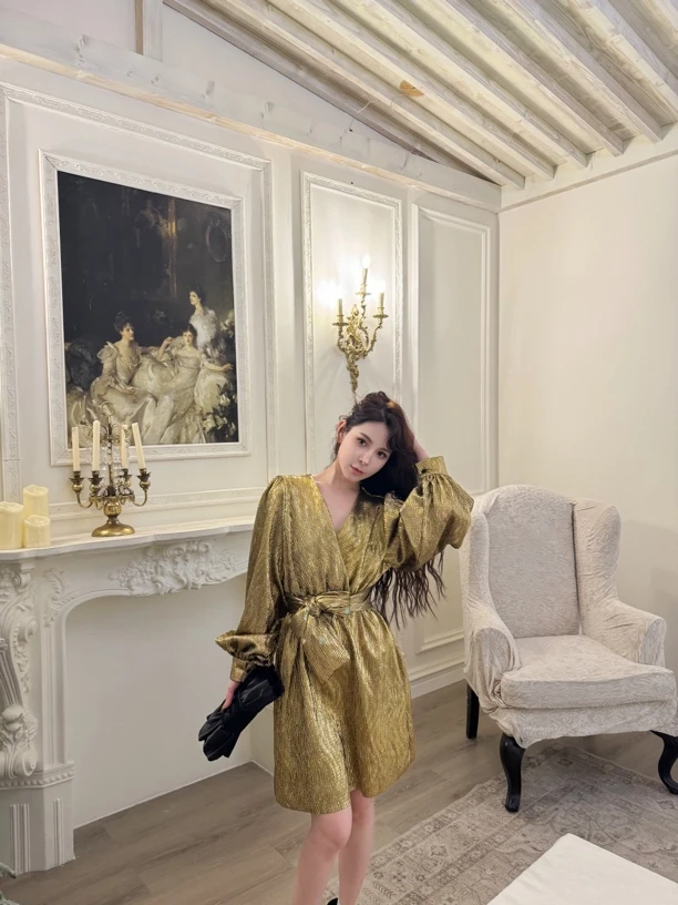 【美丽定制】【金丝条连衣裙】