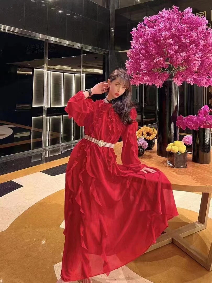 【美丽定制】【红玫瑰】设计师款连衣裙