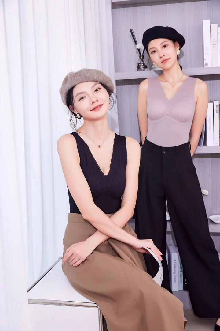 暖芯润养衣本草系列原创法式蕾丝保暖背心8531