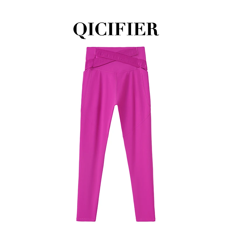 【QICIFIER】树莓色 美式小蛮腰 轻量氧气裸感运动瑜伽长裤 2934
