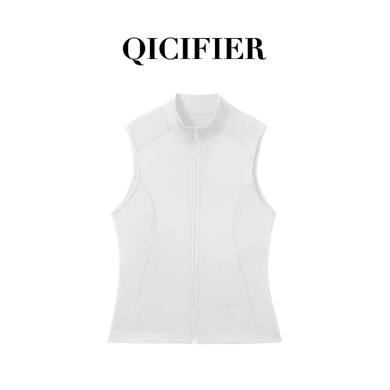 【QICIFIER】奶昔白运动休闲马甲 2956