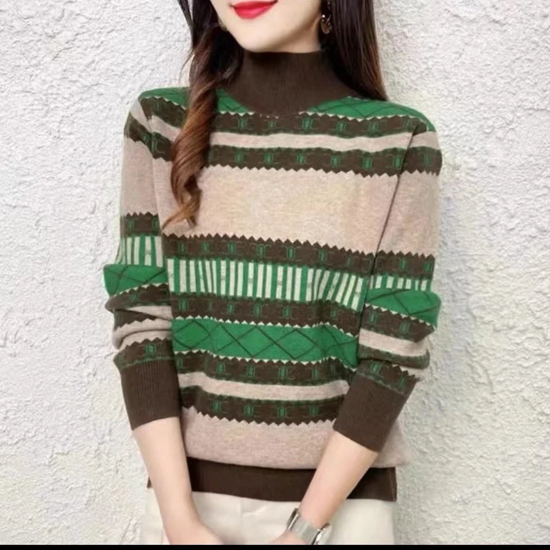 038【海盐奶绿-半高领】2023春季新款半高领毛衣