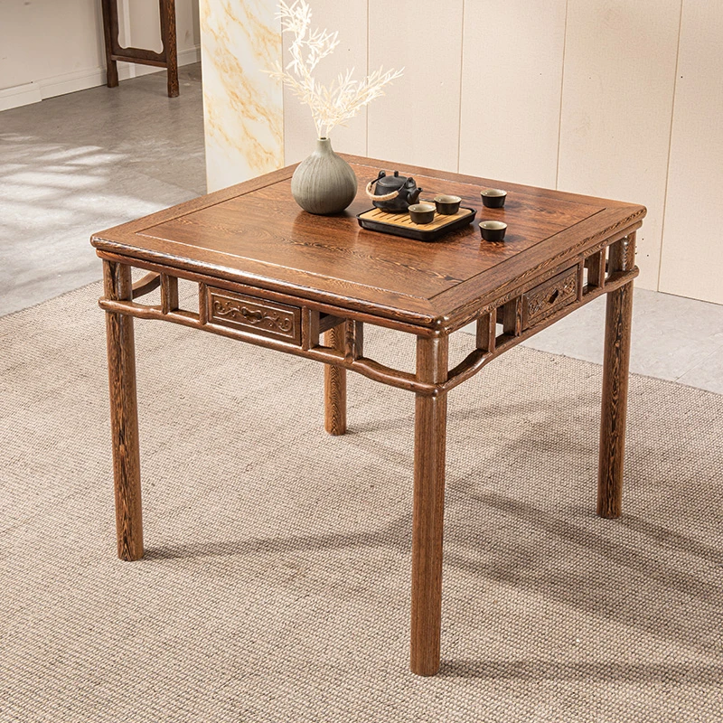 红木鸡翅餐厅木餐桌椅现代中式实木四方棋牌桌仿古小方桌茶桌家用