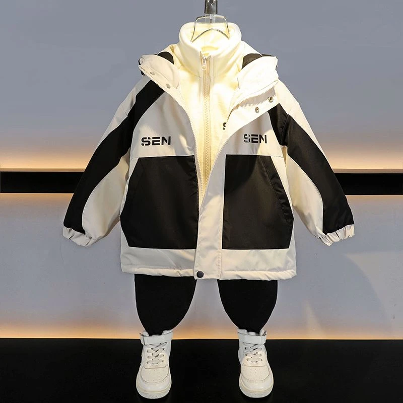 儿童冲锋衣三合一男女童加厚可脱卸绒内胆小学生班服幼儿园服秋冬