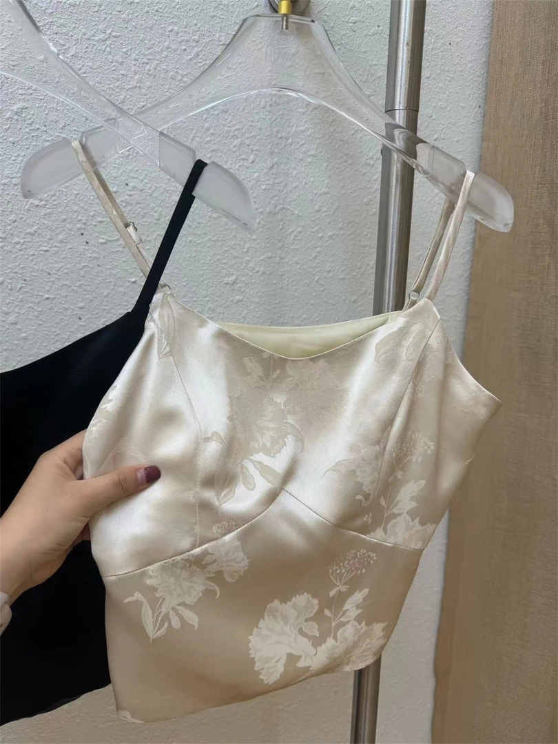 1T122 【美人背】新款提花吊带打底带胸垫美背