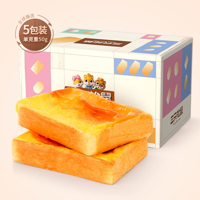 三只松鼠_厚岩烧乳酪吐司250g常温休闲零食下午茶食品美味零食SC