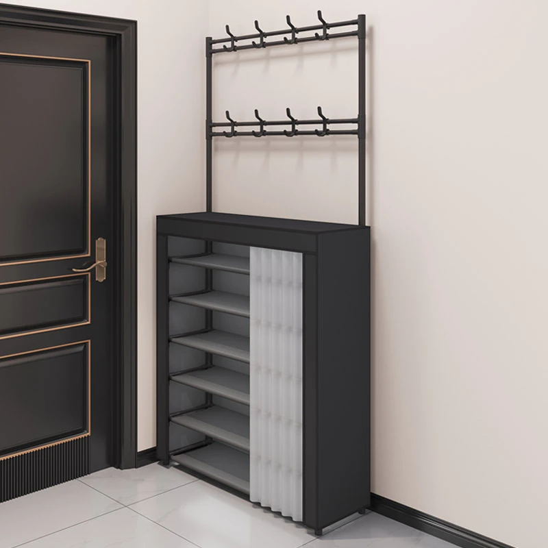 防尘鞋架多层家用落地一体式鞋帽架客厅门口衣帽架租房置物架子
