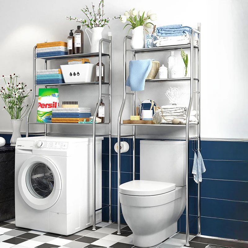 不锈钢浴室卫生间置物架壁挂收纳厕所洗手间洗衣机马桶架子落地式