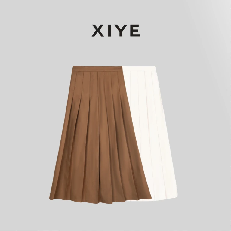 XYE/希野法式尤莱特高端百褶裙时尚气质复古百搭A字半身裙324002