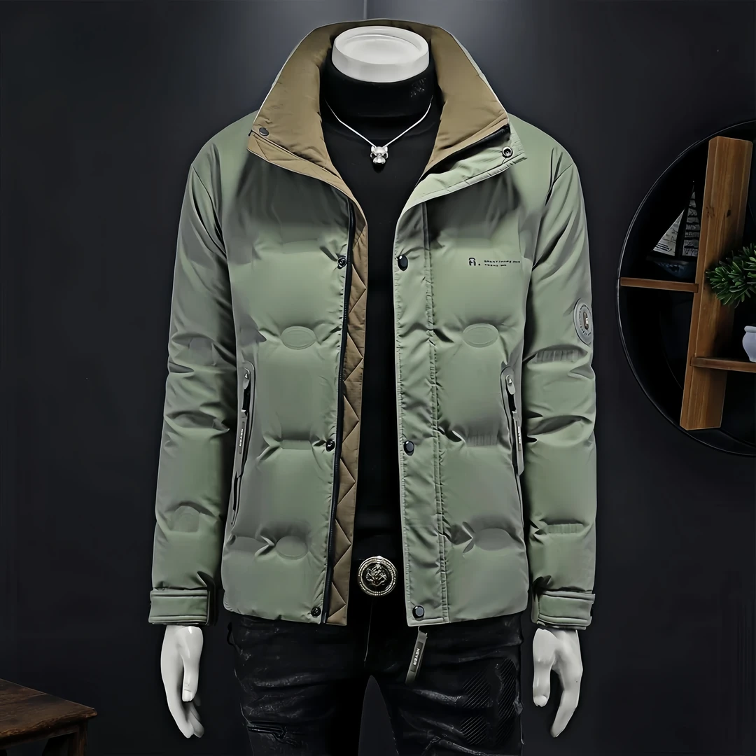 罗蒙简约时尚短款立领防寒服男轻薄保暖防寒外套男装冬季新款夹克