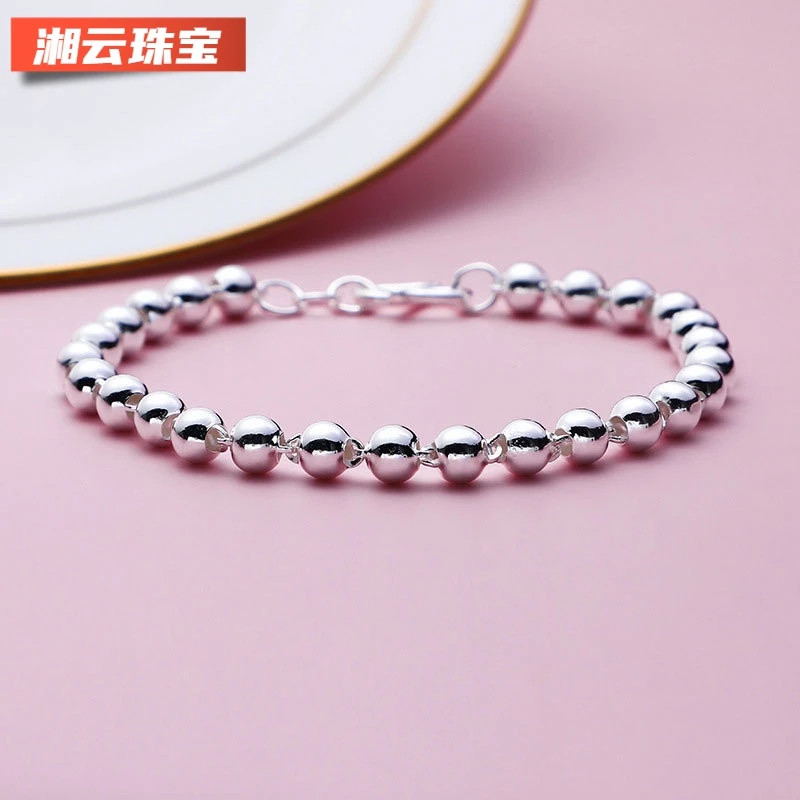 足银手链 990光珠手链圆珠链女亲子款大人小孩简约百搭时尚女款
