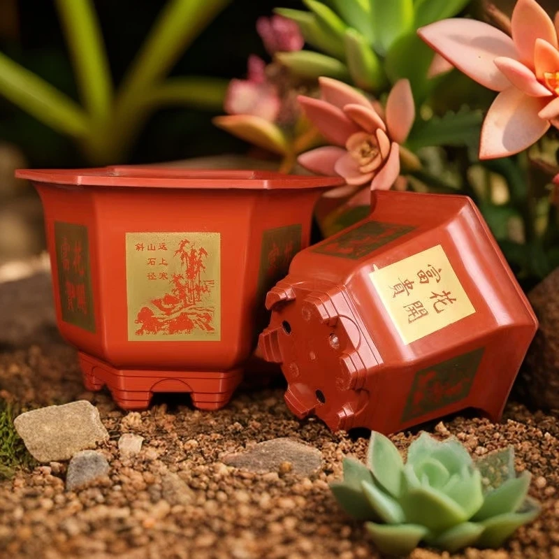 【买2送1】30cm大口径多肉树脂花盆阳台防晒月季果树加大加厚六角盆