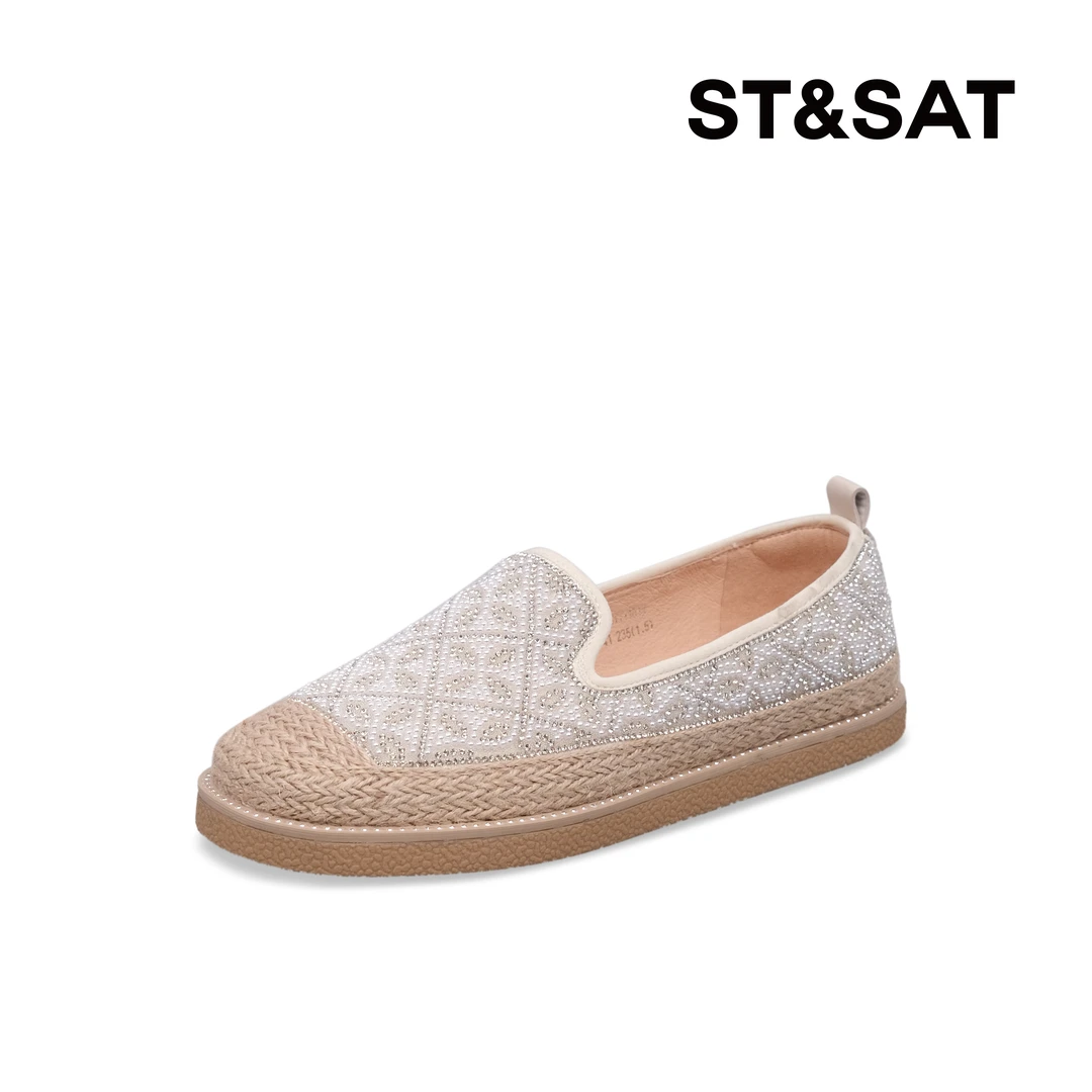 舒适软底单鞋闪钻平底鞋珍珠闪钻渔夫鞋SSC111101X