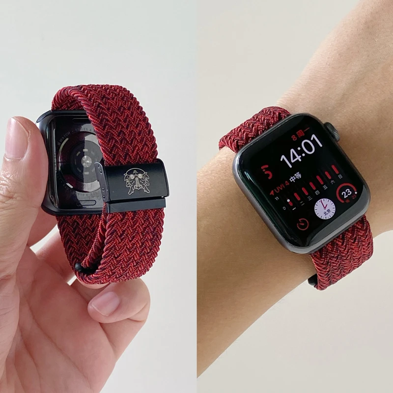 新年龙年尼龙编织回环表带适用appleWatch苹果手表iWatch9/8/7/6