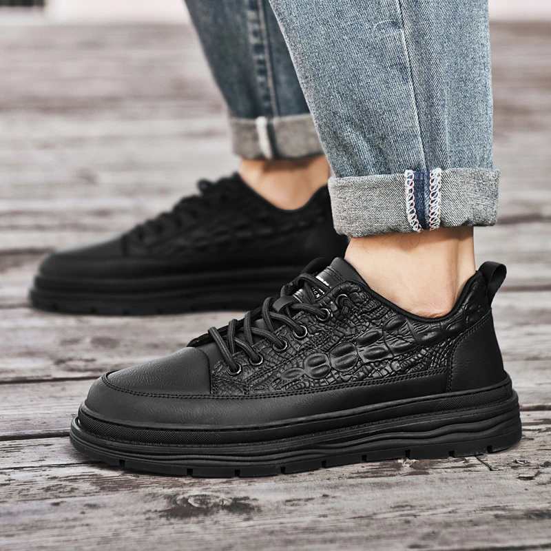 6633黑色透气1男鞋秋季潮鞋休闲运动板鞋圆头网面潮流男士