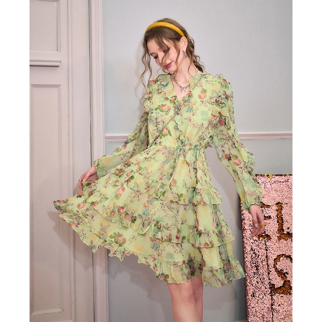 【李易行专属】妖精的口袋田园碎花连衣裙2024春季新款长袖女春小