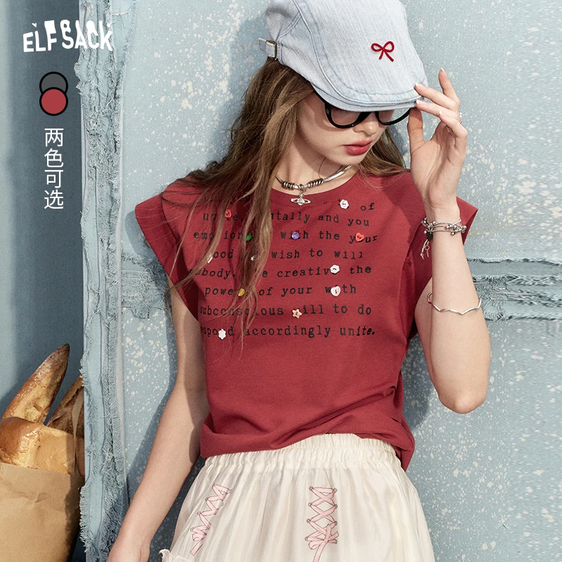 5070【赵老板】妖精的口袋字母印花宽松短袖t恤女2024夏季24205-团