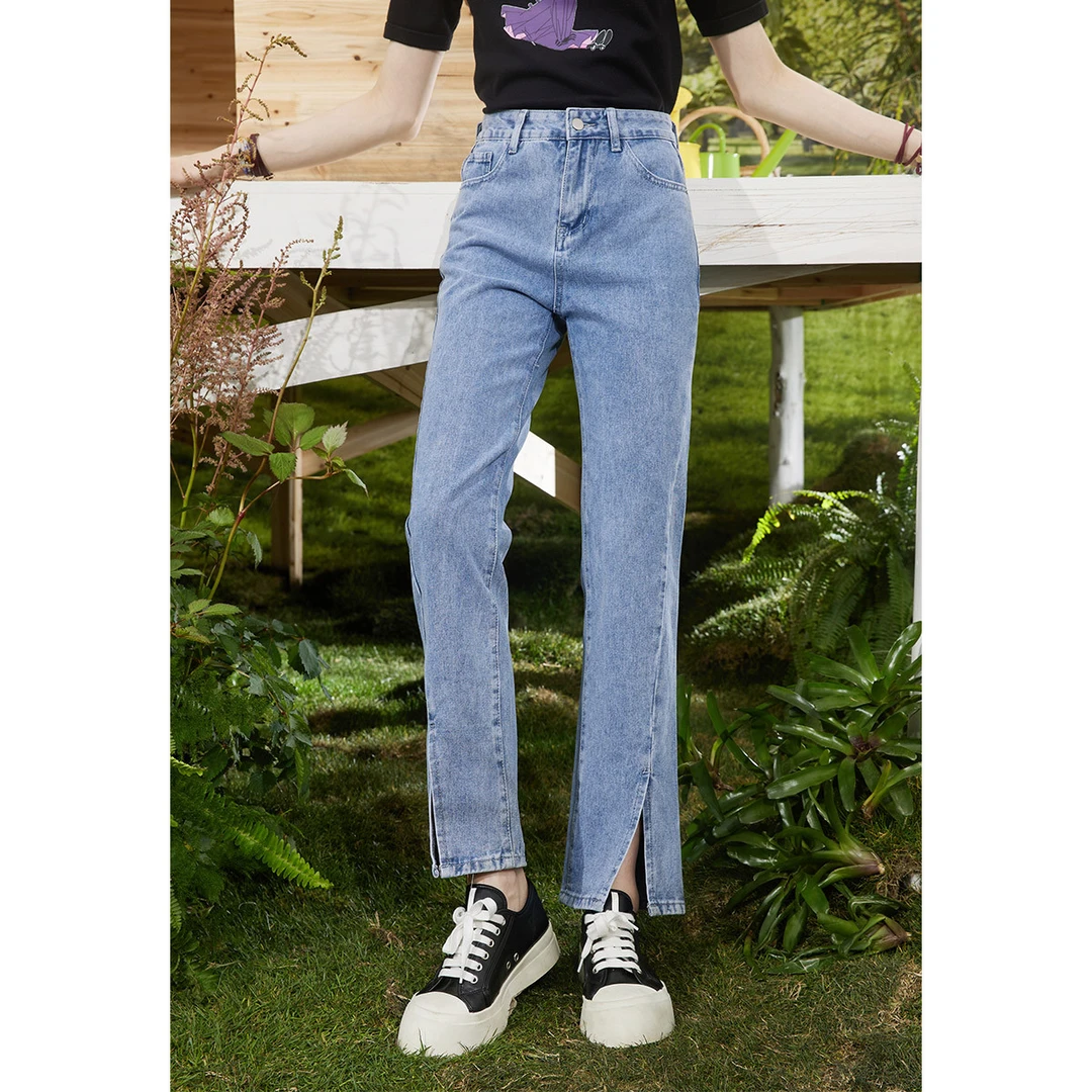 1675【金拐子】夏款中腰修身显瘦女式牛仔裤女休闲潮流街头风