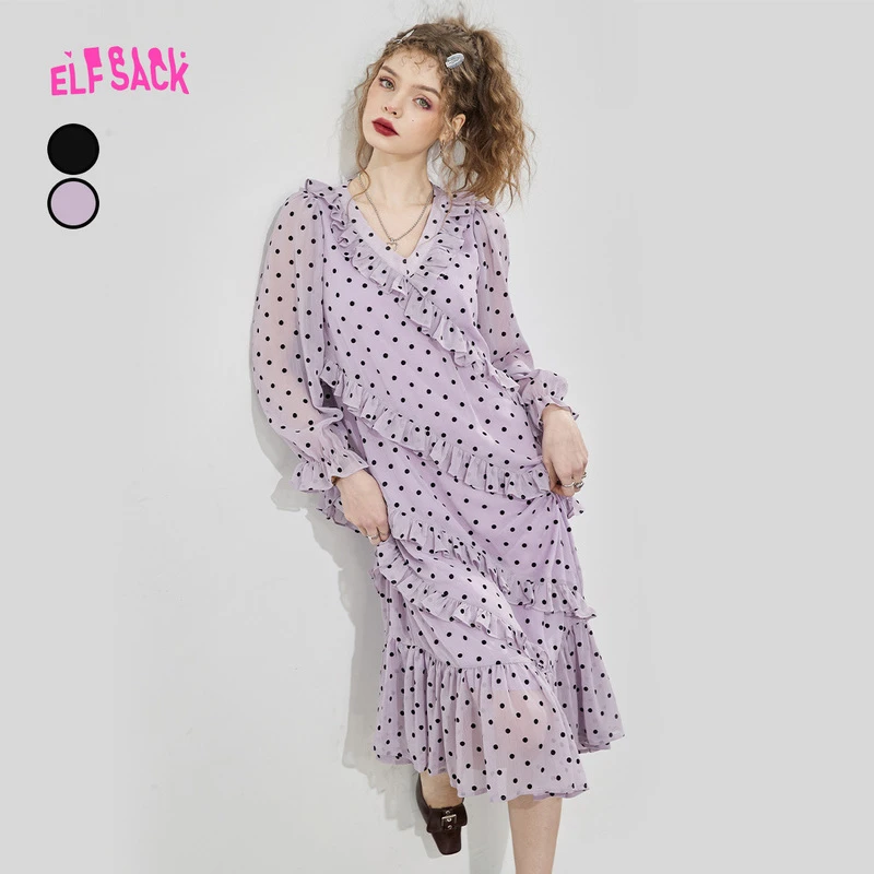 妖精的口袋 赫本波点裙  2024宽松复古法式V领秋夏超显瘦连衣裙