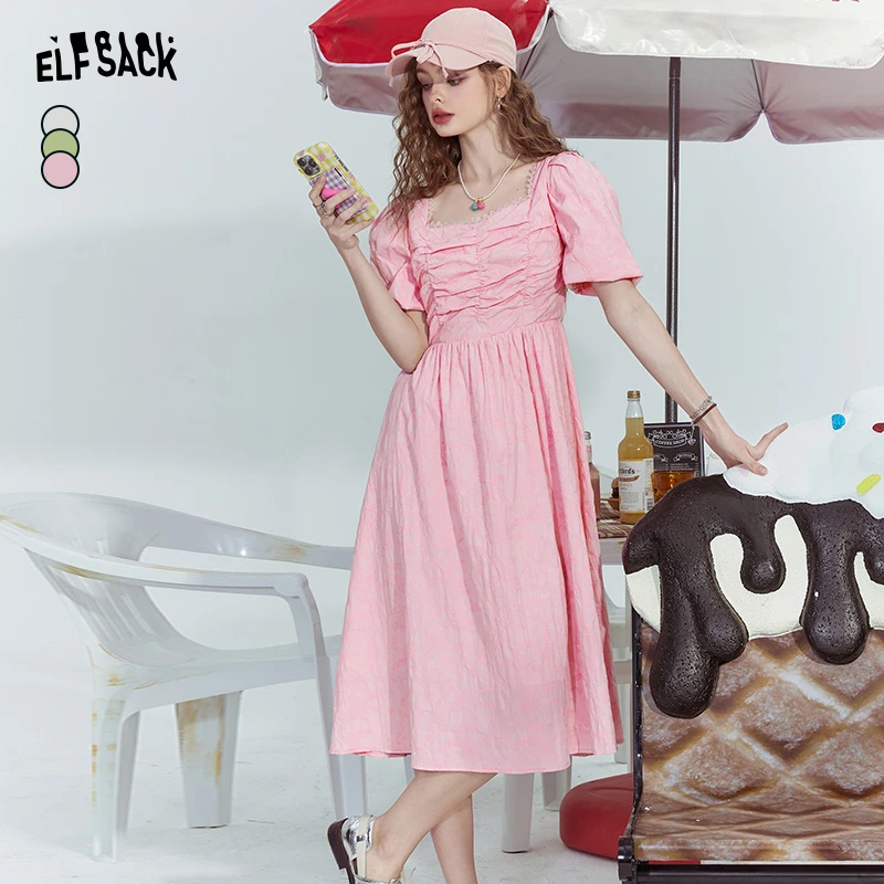 【小铃铛】妖精的口袋采风小画家多巴胺法式泡泡袖连衣裙女