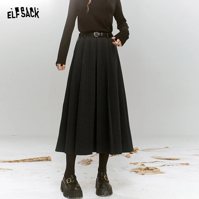 7044【金拐子】妖精的口袋爱丁堡插班生高腰百褶毛呢半身裙女