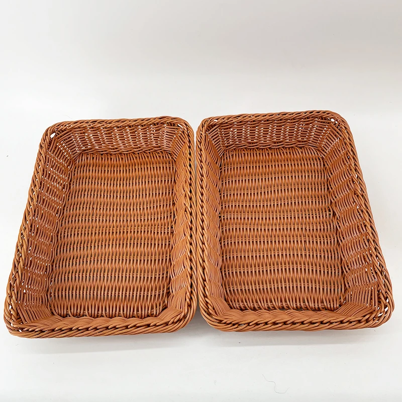 MC22【拍一发二】长方形棕色简约轻奢风水果篮居家收纳篮