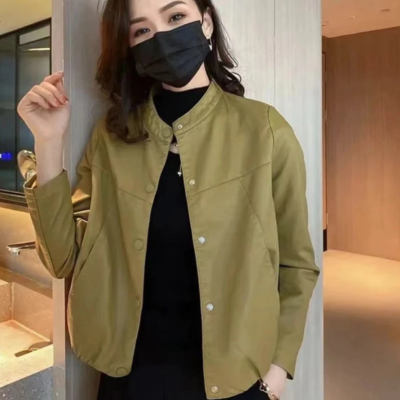 海宁正品百搭洋气气质外套女士2025年新款春秋显瘦时尚潮流小皮衣