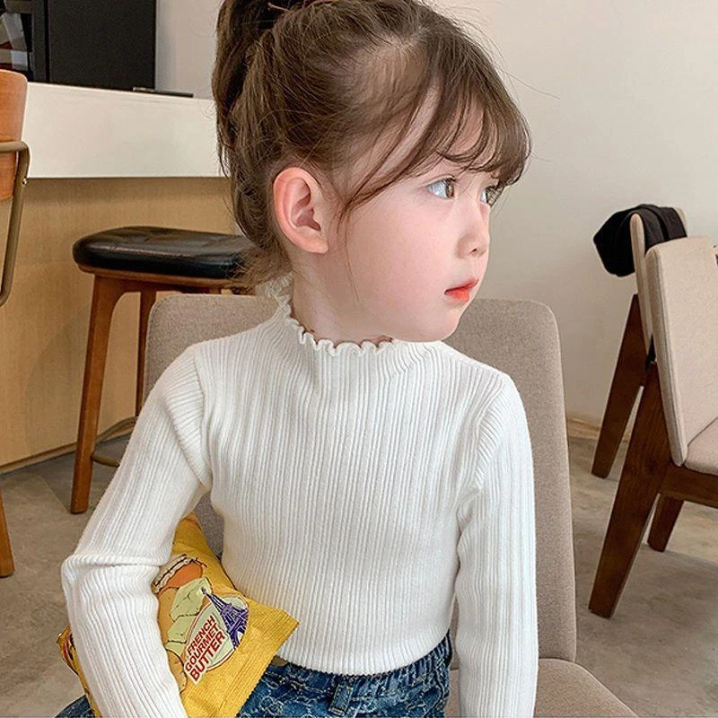 女童打底衫2023秋冬新款儿童宝宝洋气毛衣女宝宝内搭纯色针织上衣